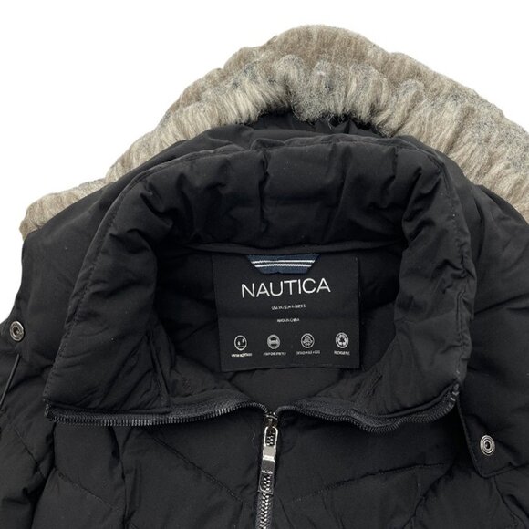 Nautica Black Hooded Puffer Removable Hood Winter Coat Jacket Women's XS - Picture 4 of 9